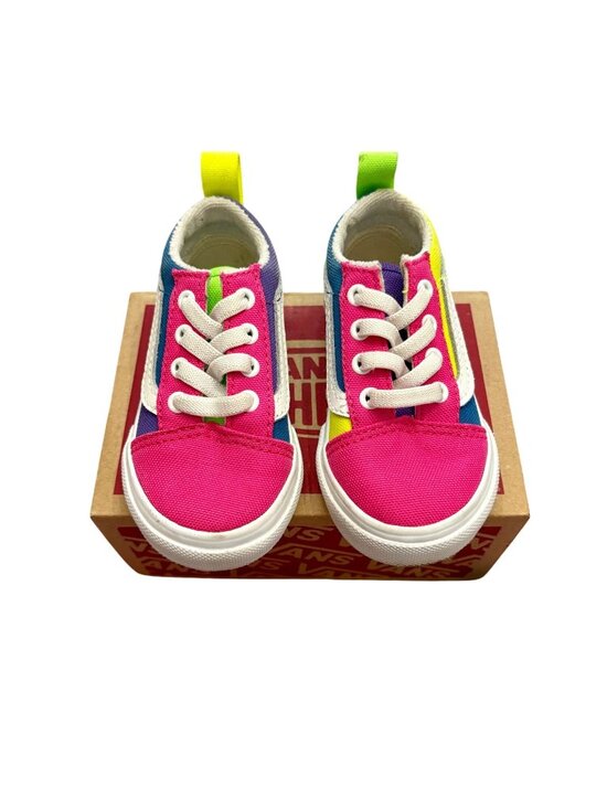 Vans Other - Vans Old Skool Elastic Toddler ColorBlock SlipOn Neon Multicolor Shoes Sz 5.0T